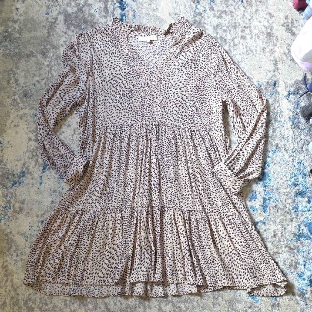 KARLIE Women's Large Leopard Print Long Sleeve Dress‎